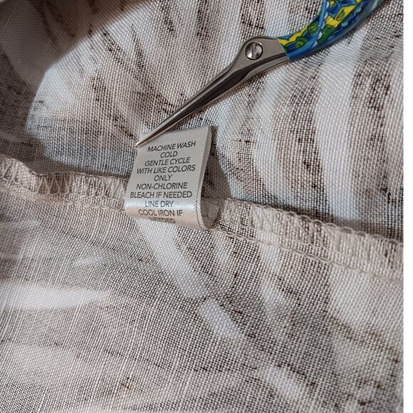 NEW Christopher&Banks Linen Blend Open Jacket XL Loose Flowy Tan Neutrals Plants - Picture 7 of 8